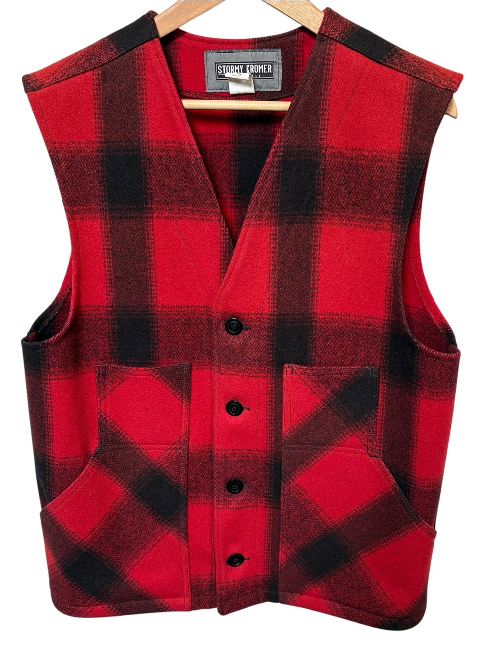 Men’s Red & Black Stormy Kromer Buffalo Plaid Wool Vest